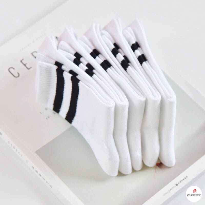 [Mã FAMARAL1 giảm 10K đơn 50K] Tất cổ cao nữ nam phong cách thể thao, set tất vớ nữ chất liệu vải co giãn bốn chiều