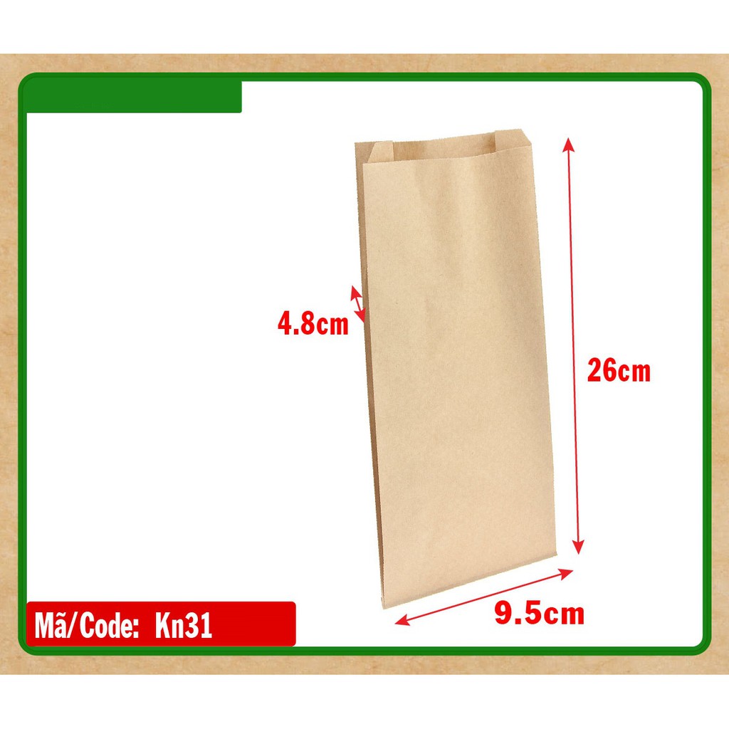 100 túi bánh mì ko có cửa sổ ngang 9.5 rong 4.8 cao 26 cm