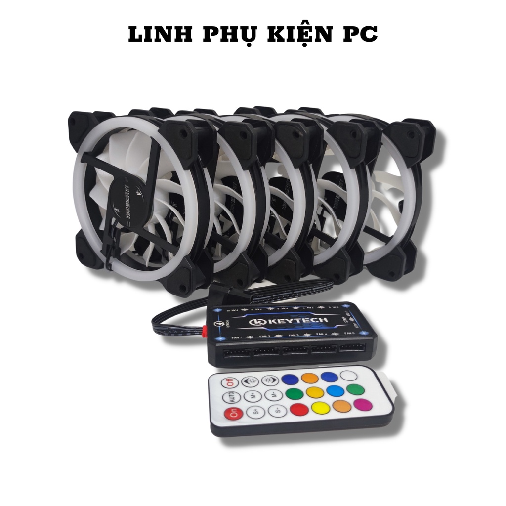 Combo 5 Fan Led RGB Keytech+ Tặng Bộ Hub Kết Nối Nguồn Và Điều Khiển