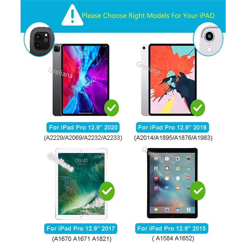 Ốp máy tính bảng silicon da gập làm ba có khe đựng bút cho iPad Pro 12.9 2017 2015 Pro 12.9 2021 M1 2020