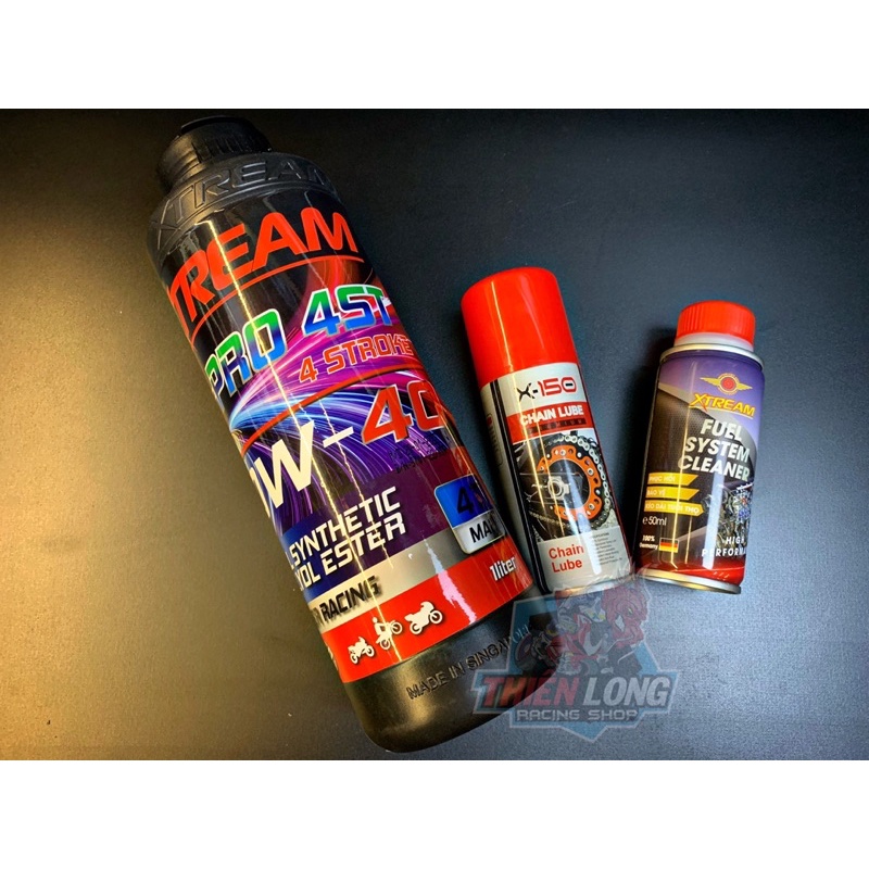 [ Siêu HOT ] Nhớt XTream Supper Racing Full Tổng Hợp 10W-40 Tặng Kèm 2 Compo Dưỡng Sên X150 , Vệ Sinh Buồng Đốt Xtream