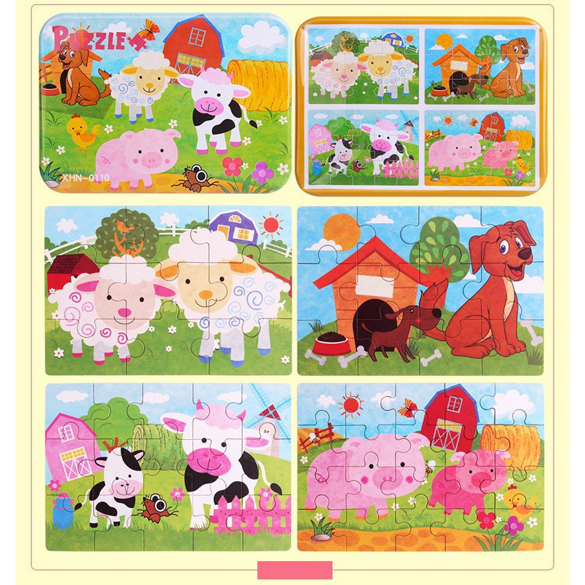 Puzzle ghép hình tổng hợp 4 loại 9-12-15-20 miếng