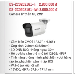 Camera ip không dây Hikvision DS-2CD2021G1-I(W) 2.0mp full HD 30mIR Chính hãng