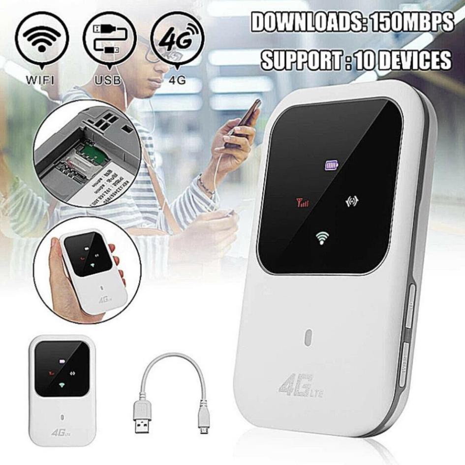 Cục phát wifi 4G tốc độ cao -Phát wifi từ sim 3G 4G siêu tốc cực nhanh- Màn hình LED hiển thị thông minh và Pin cực trâu