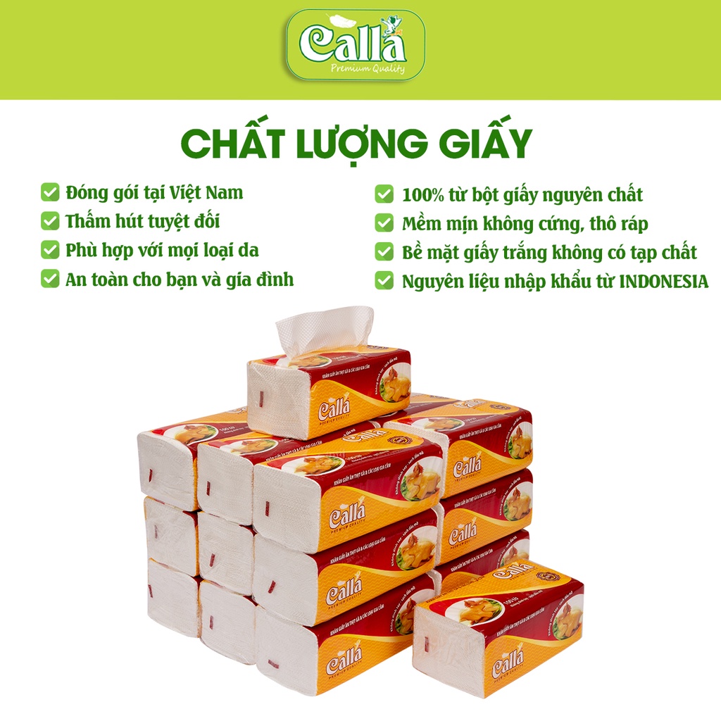 Giấy ăn thịt gà & các loại gia cầm Calla 100 tờ siêu dày dai, không mủn, thấm dầu mỡ, nước siêu tốt