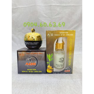 Combo kem mụn thâm trắng da giữ ẩm chống nắng aqb