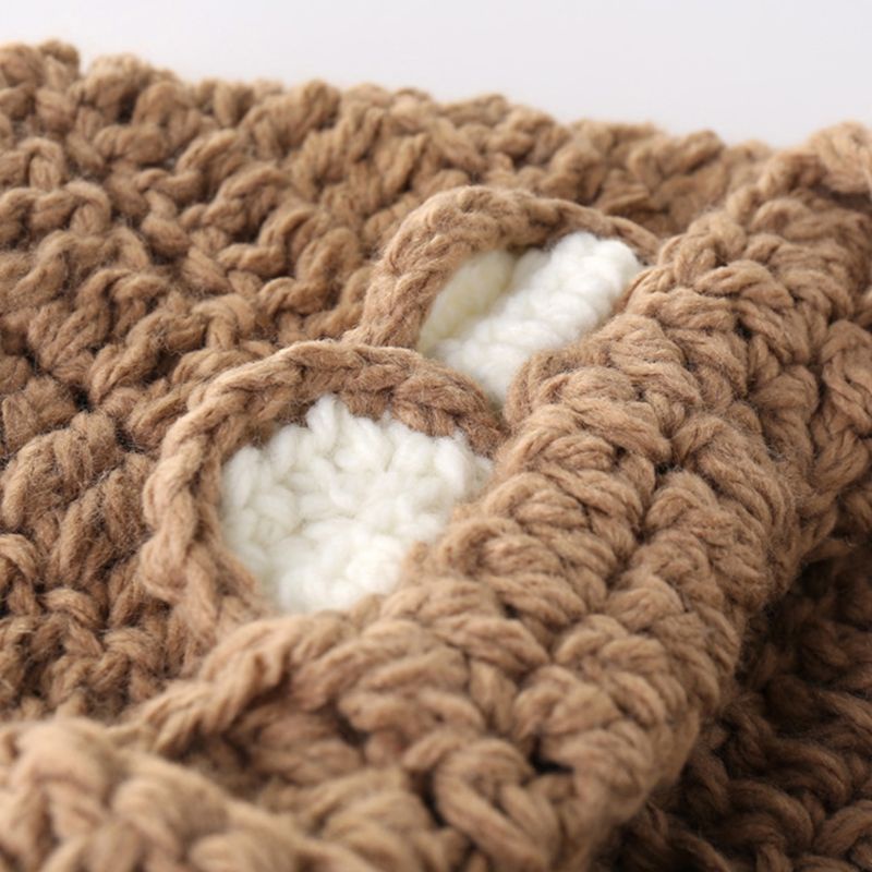 Inn Mũ Dệt Kim Trùm Đầu Kiêm Khăn Choàng Cổ Đính Tai Động Vật Hoạt Hình Mùa Đông Cho Bé