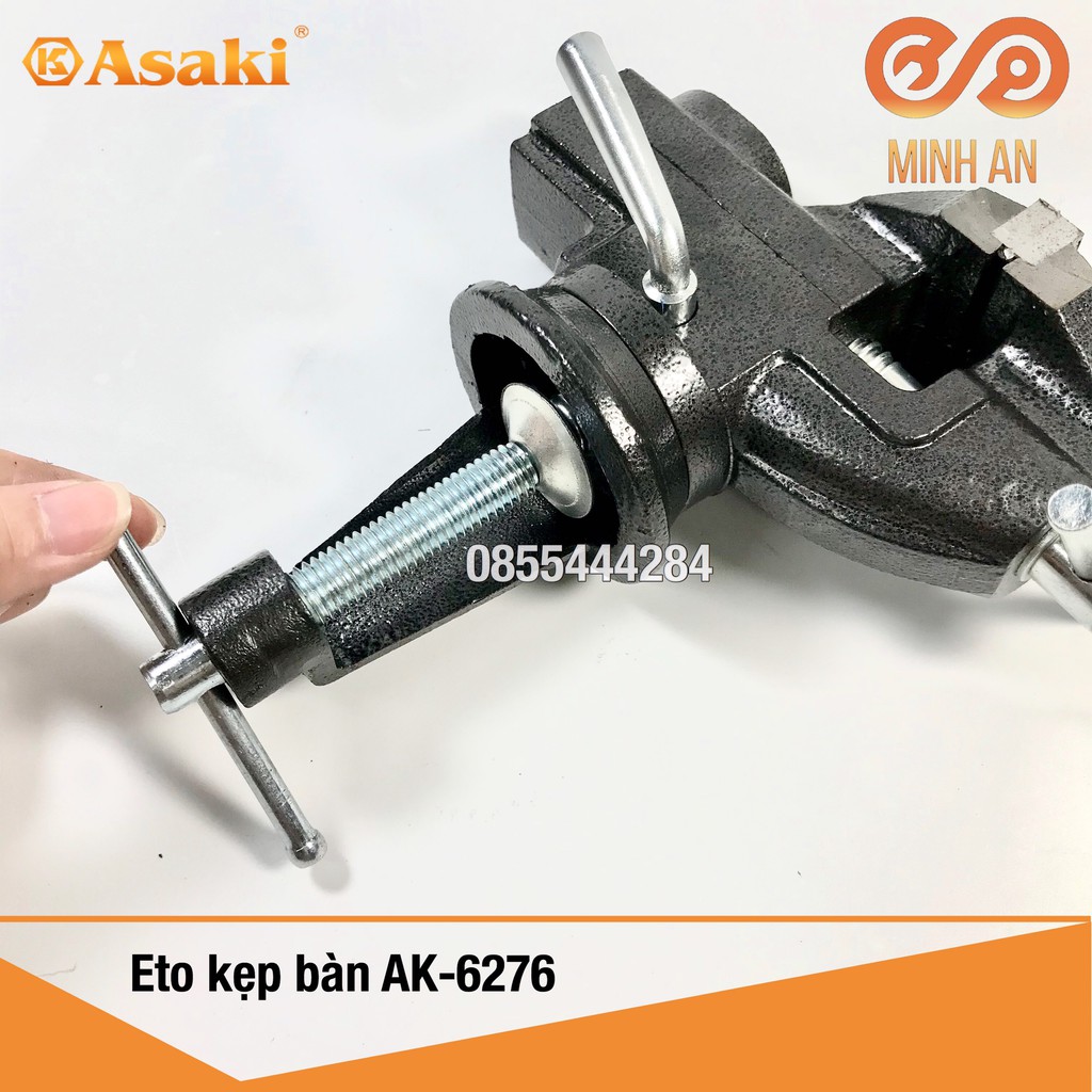 Ê tô kẹp bàn mâm xoay 360 độ hàm rộng 50mm 60mm [CHÍNH HÃNG] ASAKI AK-6276 và AK-6275