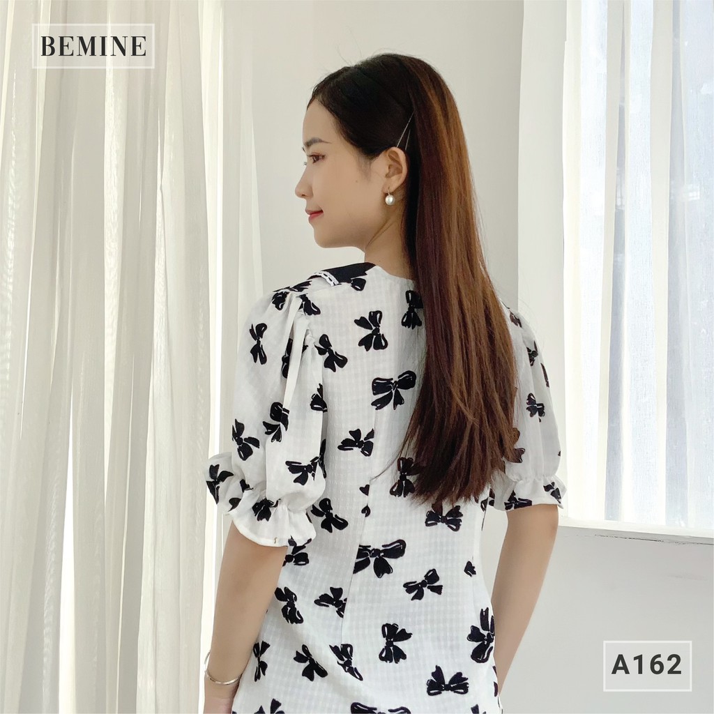 Áo sơ mi công sở nữ kiểu ngắn tay phối cổ viền ren BEMINE A162TRANG