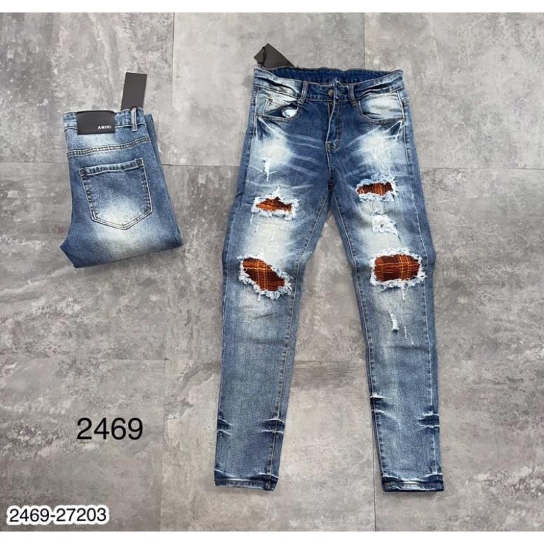 [Ảnh Thật] Quần Jeans Nam Ami Vá Da Cao Cấp - Quần Bò Nam Vá Gối Màu Đỏ