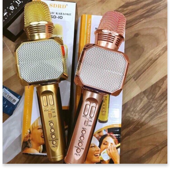 Micro Karaoke SD-10 2 loa kết nối bluetooth với điện thoại, máy tính bảng - Micro Karaoke Bluetooth kèm loa SDRD SD-10