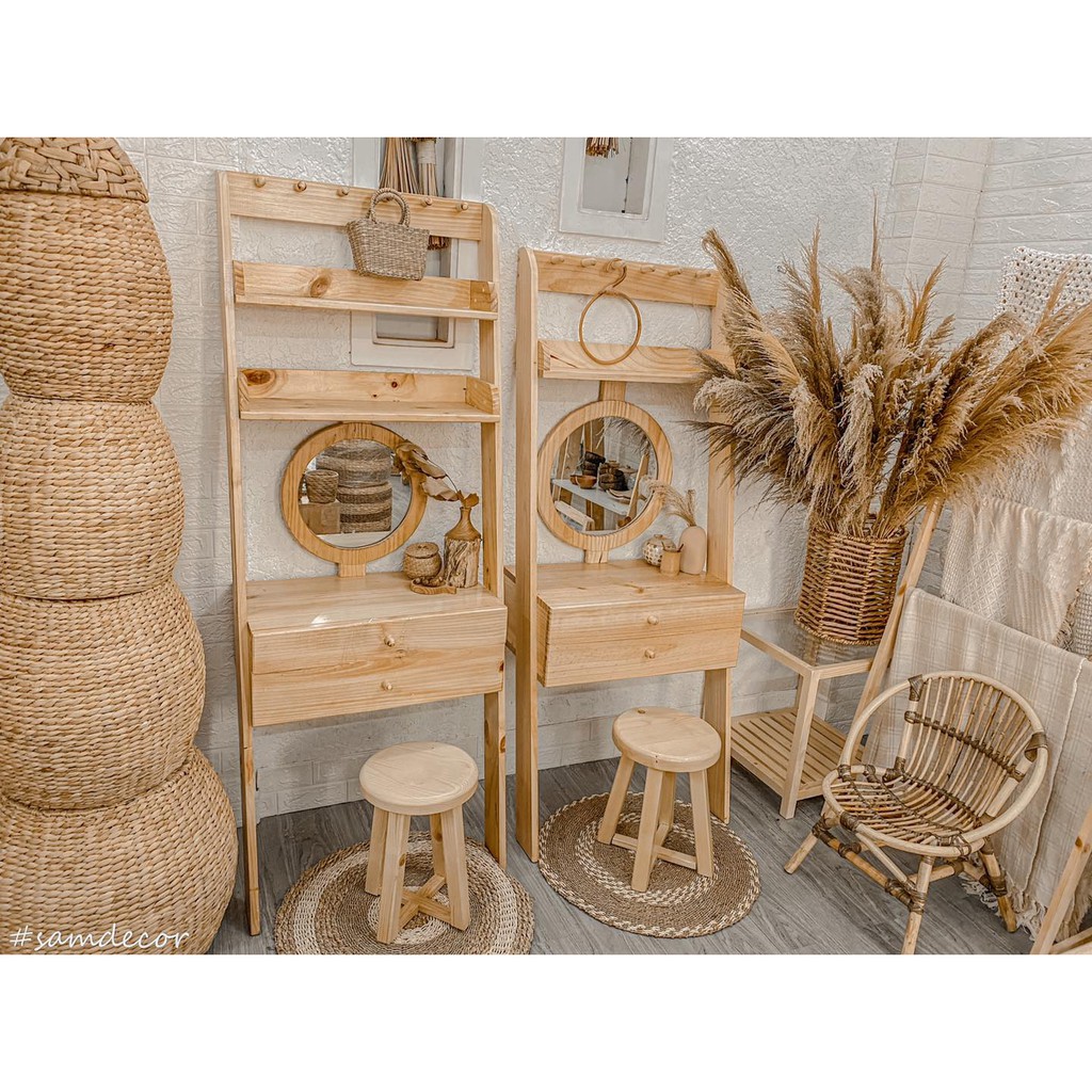 Bàn Trang Điểm - Bàn Phấn Dựa Tường - Thương Hiệu Gu-Decor Wooden