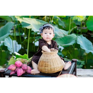 áo bà ba, đồ nông dân cho bé + khăn  (ảnh thật)