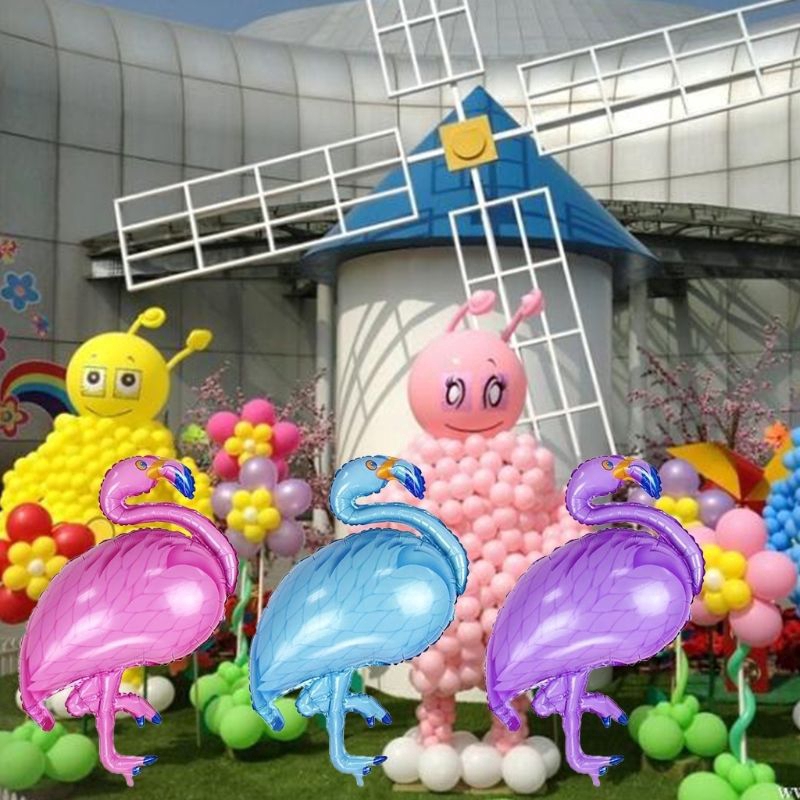 Bong bóng lá nhôm hình chim hồng hạc lớn dùng trong trang trí tiệc cưới tiệc sinh nhật