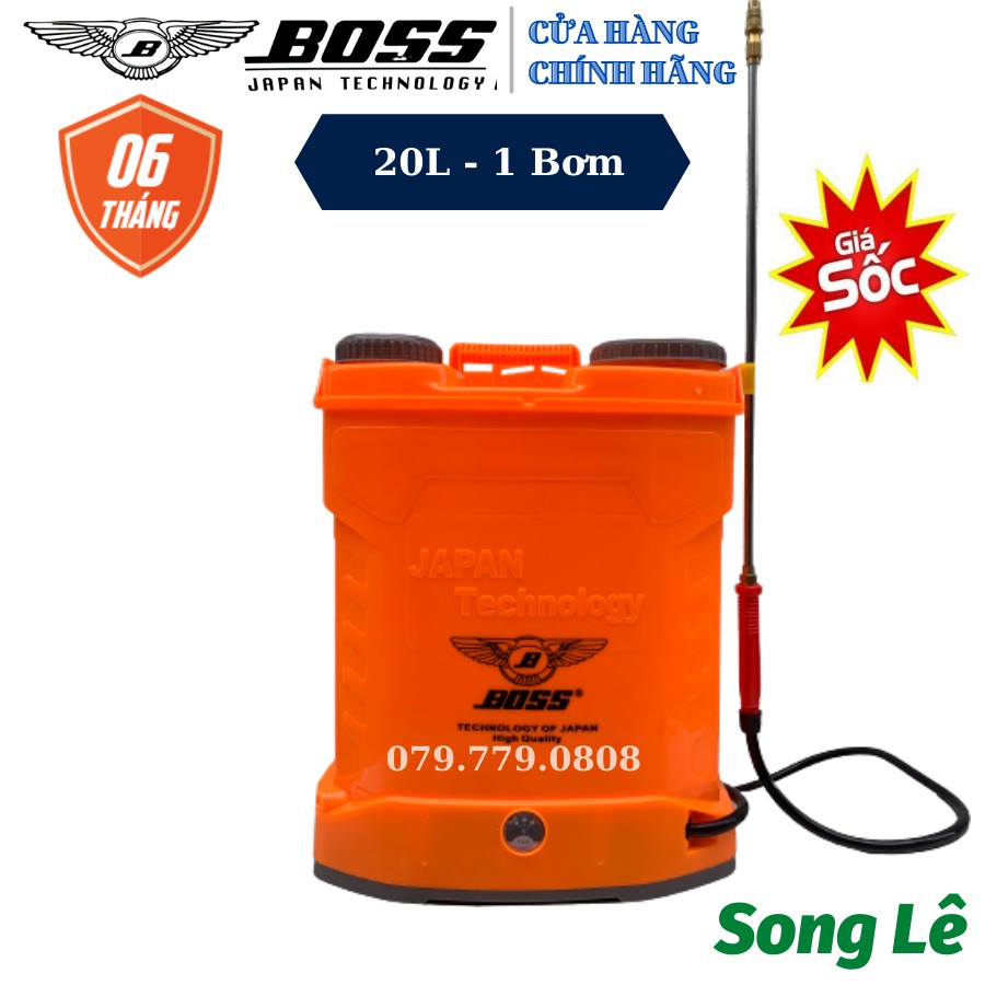 Bình Phun Thuốc Điện BOSS Nhật 20L - 1 Bơm - 12V/8Ah