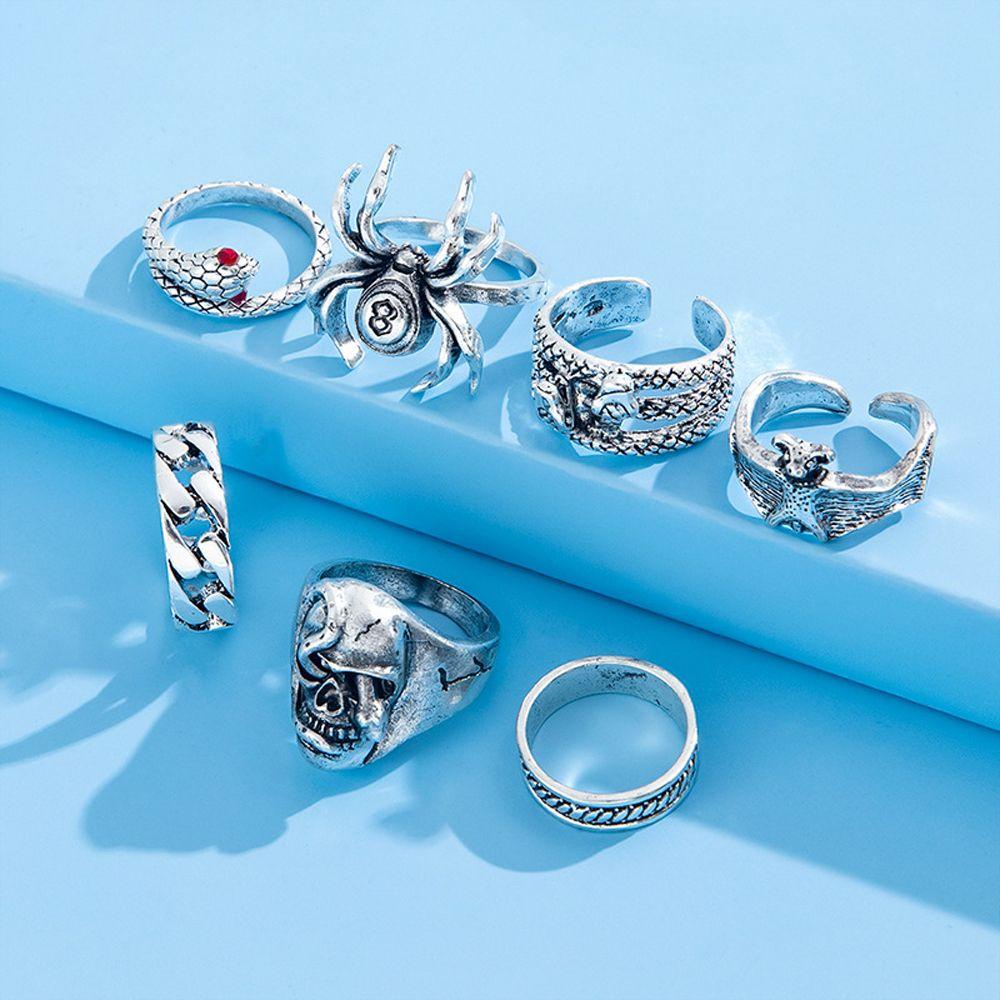 Bộ 7 Nhẫn Hình Cánh Bướm Phong Cách Gothic Cổ Điển Thời Trang Cho Nam Và Nữ