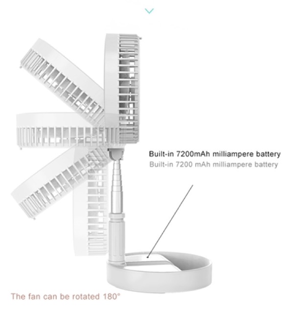 Pin khủng 7200mah Quạt sạc tích điện đa năng gập , chỉnh 3 tốc độ, độ cao thấp tuỳ ý mang đi du lịch