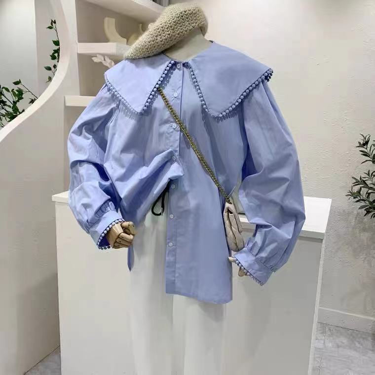 Áo Sơ Mi Dài Tay Cổ Búp Bê Dáng Rộng Thiết Kế Mới Thời Trang Mùa Xuân Theo