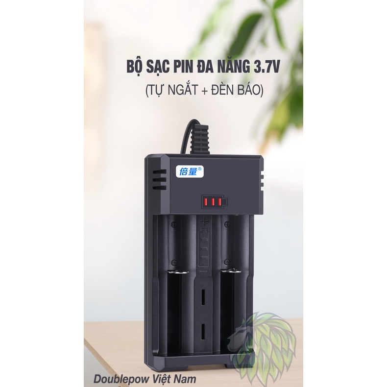 Bộ Sạc Pin Đa Năng 3.7V Doublepow DP-K65 Dùng Cho Pin Sạc 18650 26650 16340 14500 21700 Tự Ngắt, Có Đèn Báo