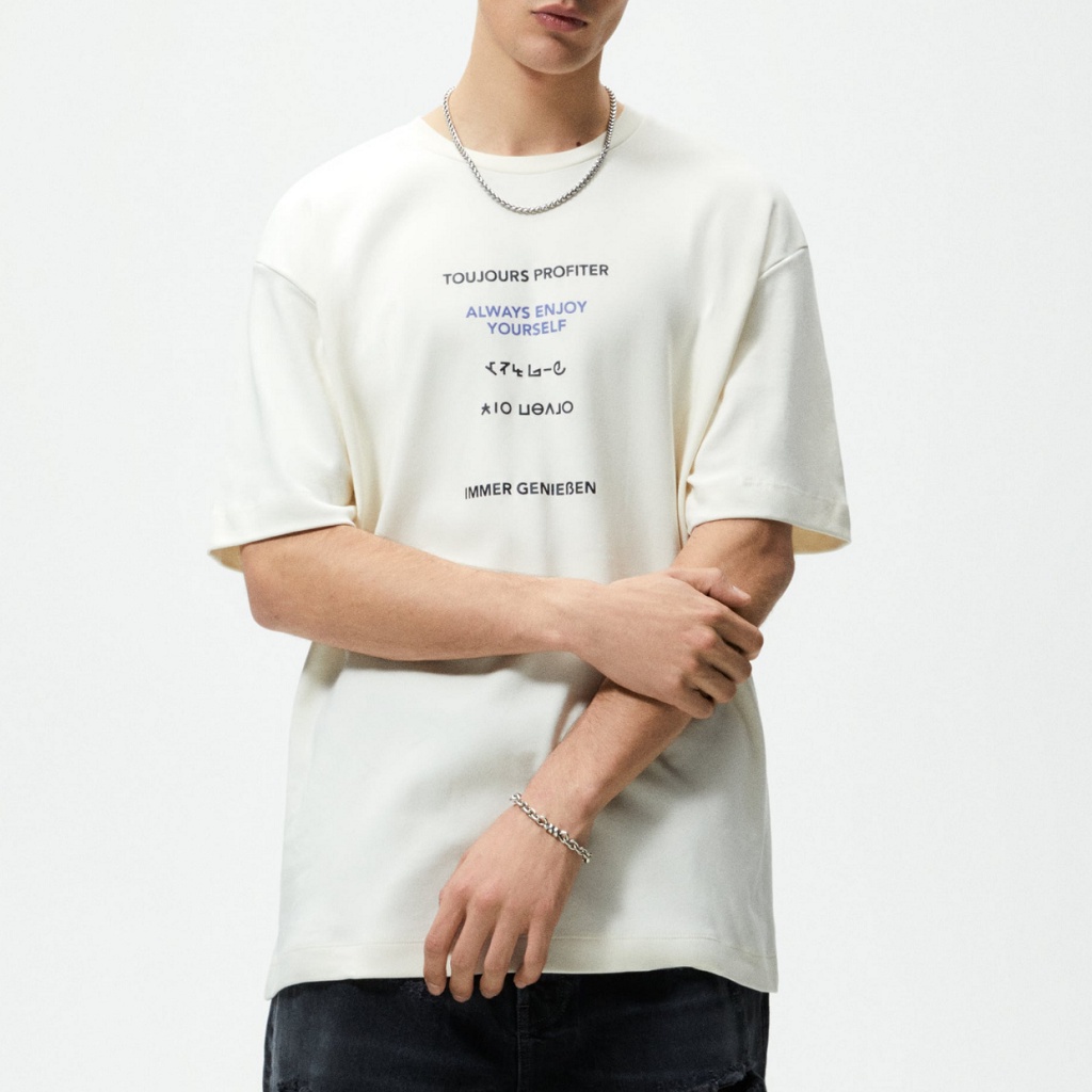 Unisex cho cả phái nữ - Áo phông form rộng - Mã in chữ Toujours - THE BEAR -MS15