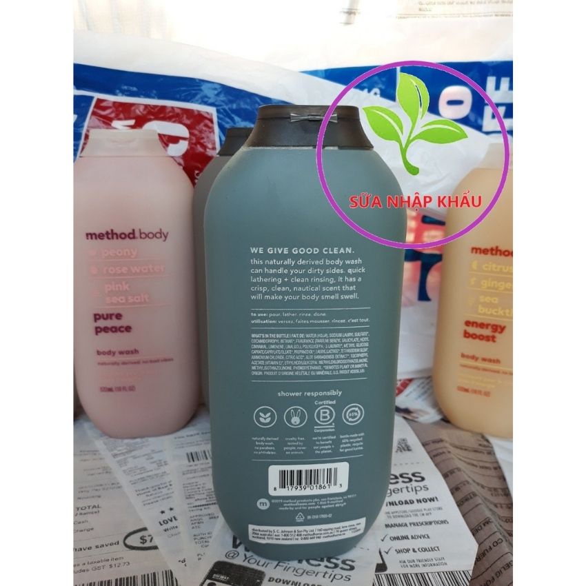 Sữa tắm thiên nhiên organic Úc Method Body Wash cho cả nam và nữ chai 532ml