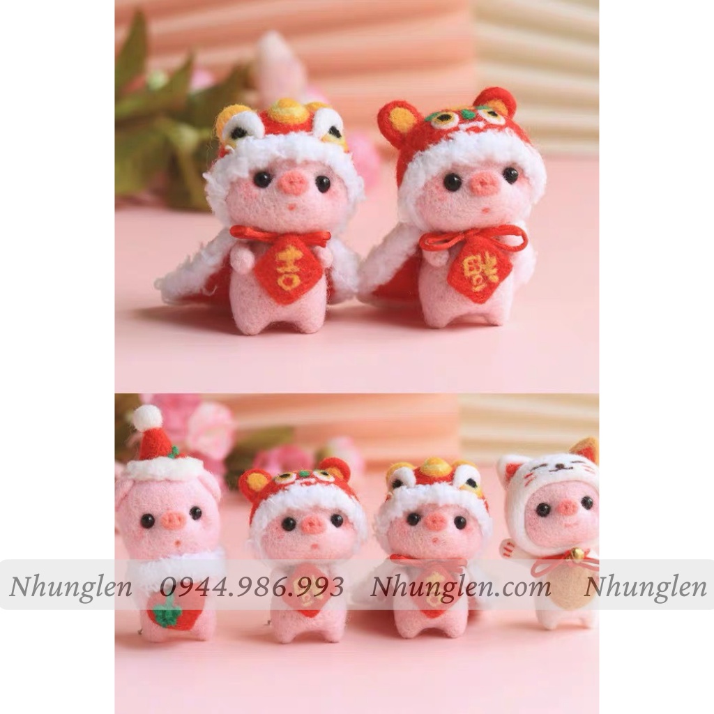 [MỚI] 16 mẫu len chọc Lợn Tắm Biển - Quà tự tay làm, DIYs có hướng dẫn - Needle felting Pig