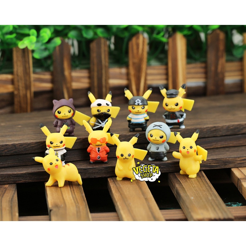 Mô hình Pikachu - Trọn bộ 10 mô hình Pikachu Ninja Hải tặc Rocket cực dễ thương - Cao khoảng 3.5 ~ 4cm