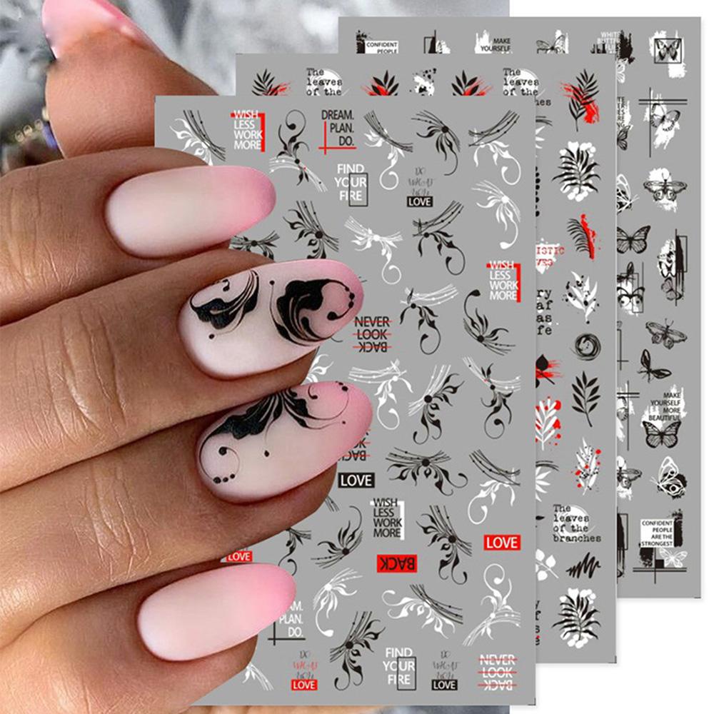 Hình Dán Trang Trí Móng Tay Họa Tiết Bướm 3D Đơn Giản