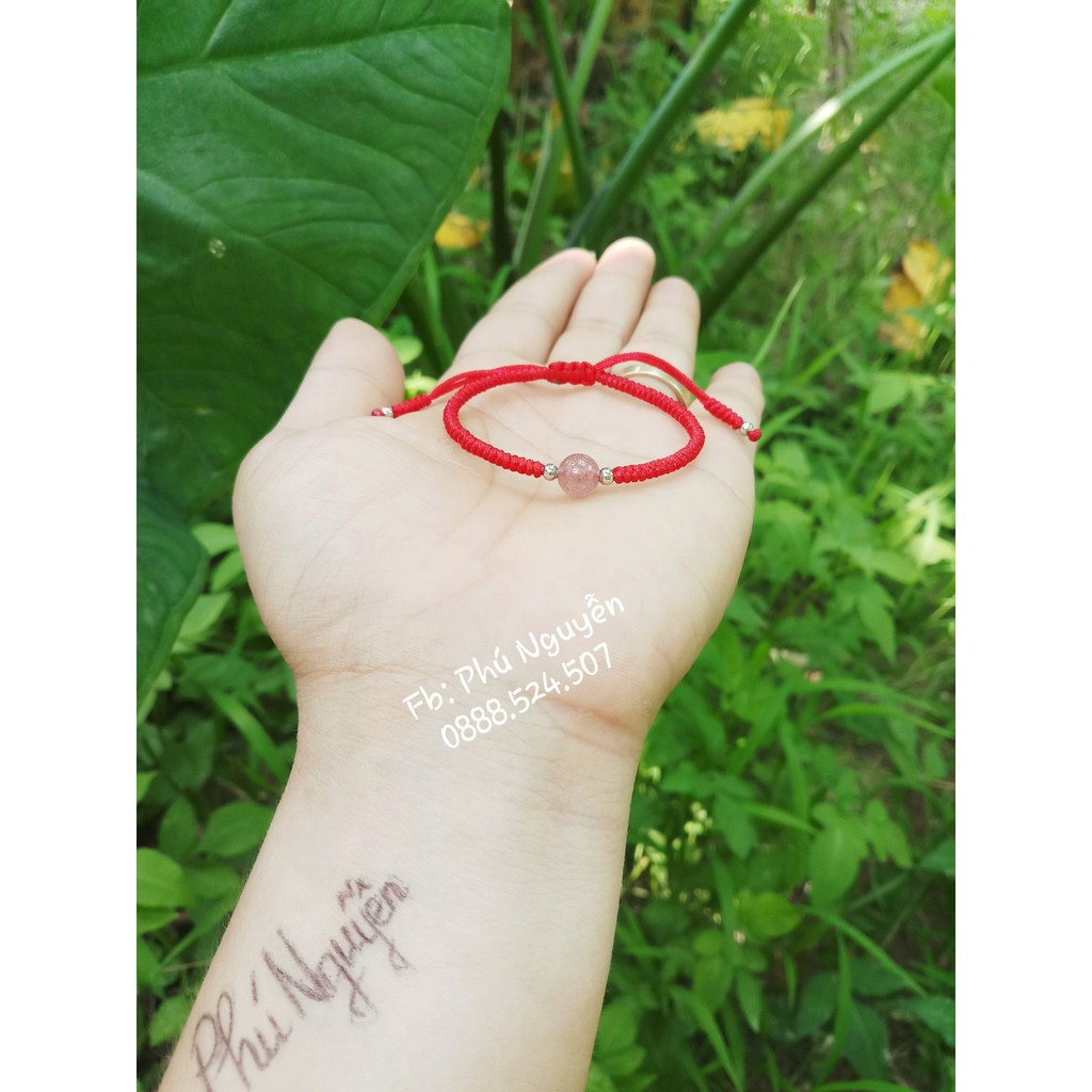 Vòng Tay Đa Thach Anh Dâu Tây ( thông báo size cổ tay )