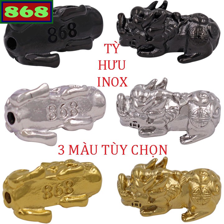 Charm tỳ hưu inox trắng, vàng, đen, 3 size