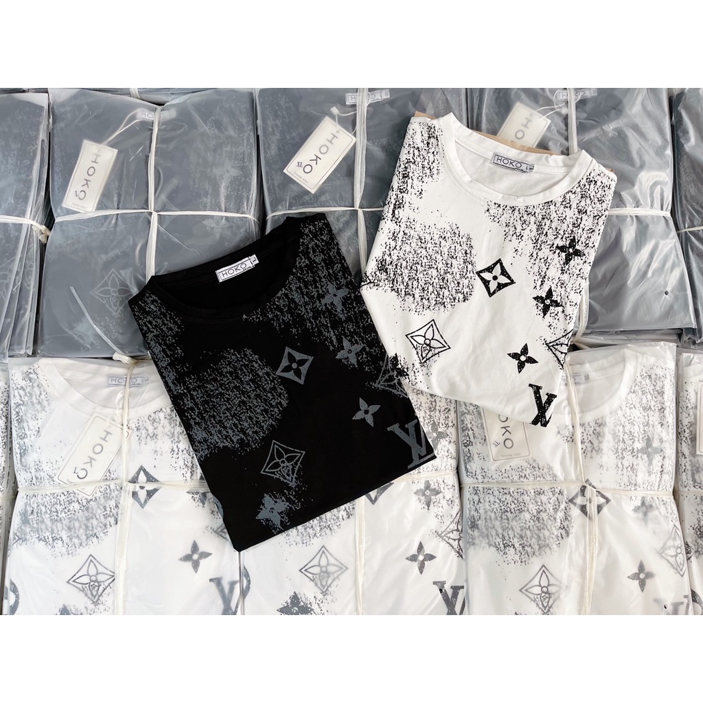 Áo phông LV Hình in chìm cổ Cao Cấp ,Áo thun LV chất liệu cotton co dãn thoáng mát