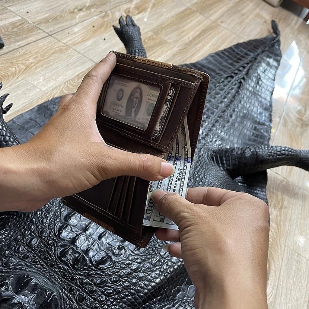 Ví nam cầm tay dạng đứng không logo thiết kế 3 sọc sang trọng độc lạ - VI0219