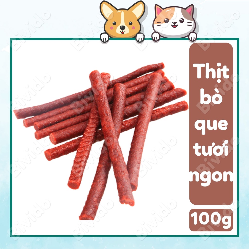 Bánh thưởng cho chó thịt bò que Hello Joy dẻo ngon túi 100g - Bivido