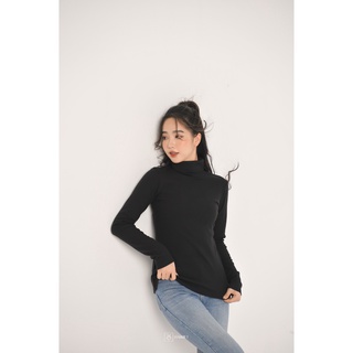 Áo len cổ lọ đen chất len tăm mềm Harriet