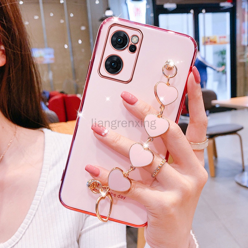 Ốp lưng oppo reno 7 5g oppo reno 7z 5g oppo reno7 z 5G oppo reno 7 z 5g Ốp Điện Thoại Silicon Mềm Gắn Dây Đeo Cổ Tay Hình Trái Tim Cho oppo reno 7 reno 7z reno7 z 5G