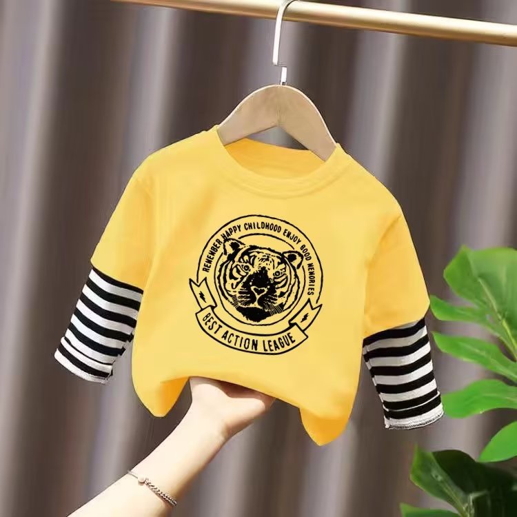 Áo Thun Tay Dài Cổ Tròn In Họa Tiết Phong Cách Hàn Quốc Thời Trang Mùa Xuân 2022 Cho Bé Trai