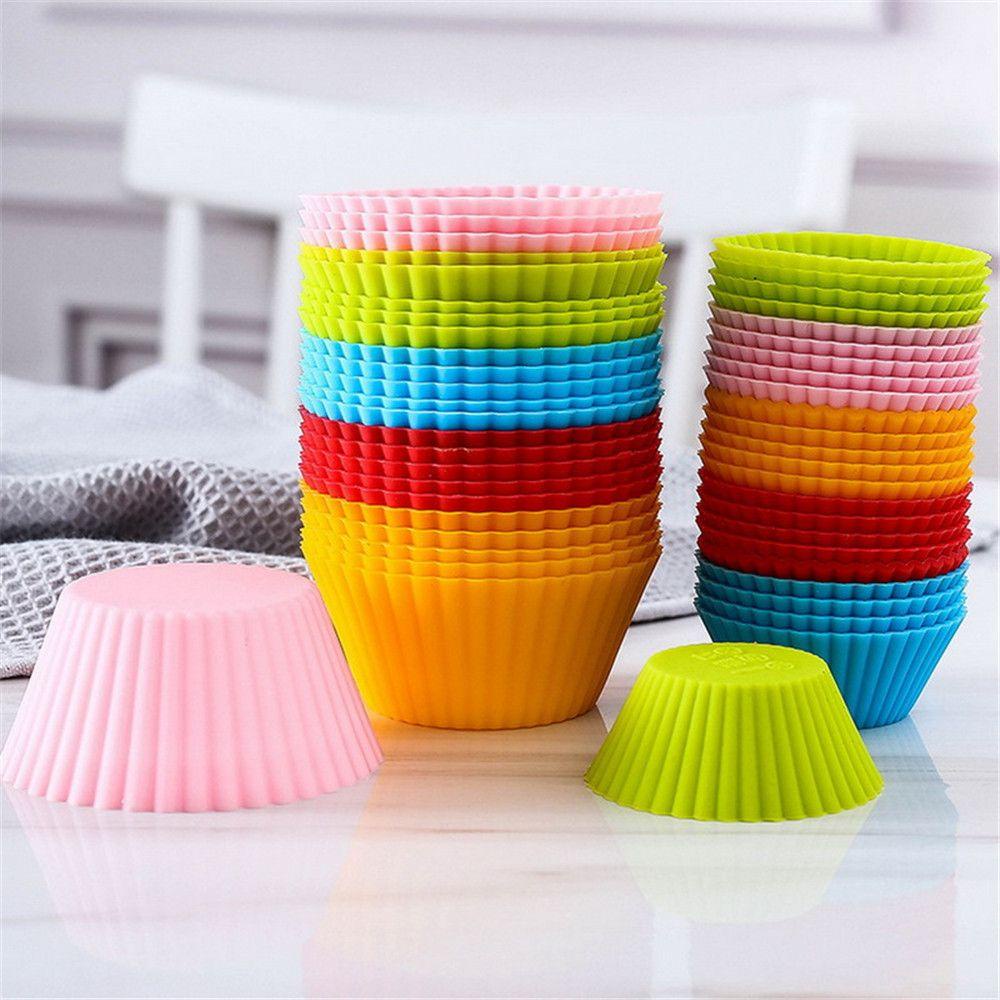 LANSEL Khuôn Làm Bánh Muffin / Cupcake Hình Tròn Màu Sắc Ngọt Ngào Tiện Dụng Cho