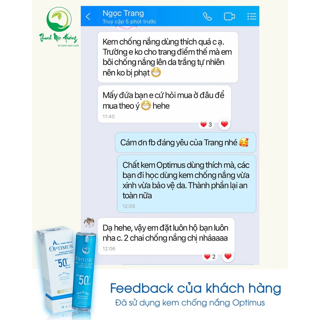 Combo Chống Nắng Optimus Thanh Mộc Hương 150ml