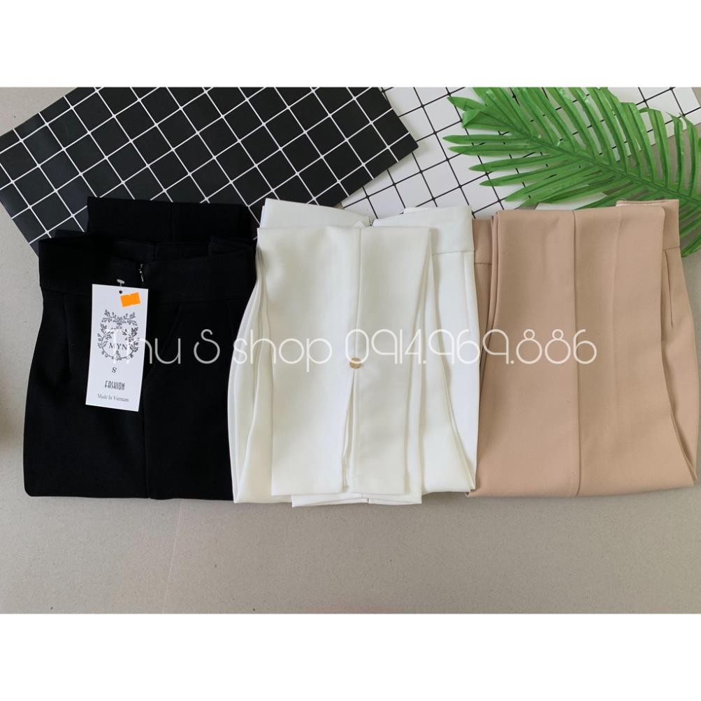 Quần baggy tây nữ gấu xẻ vải mềm cao cấp Q2D04