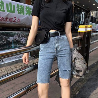 Quần Jean Ngố Lửng Bigsize Lưng Cao Trên Rốn Co Dãn Mạnh Rẻ Đẹp Rách Đẹp 3607