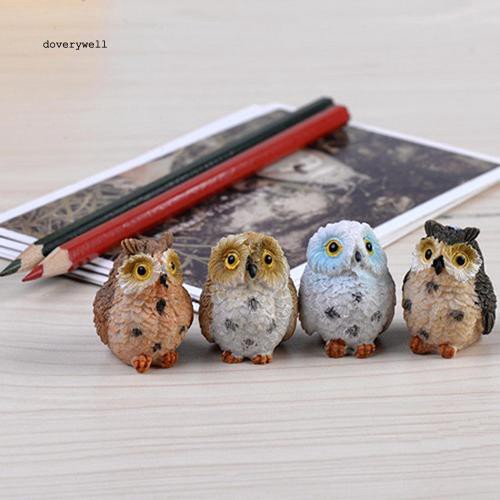 Bộ tượng cú mèo màu sắc chân thật sống động trang trí sân vườn nhà cửa DIY