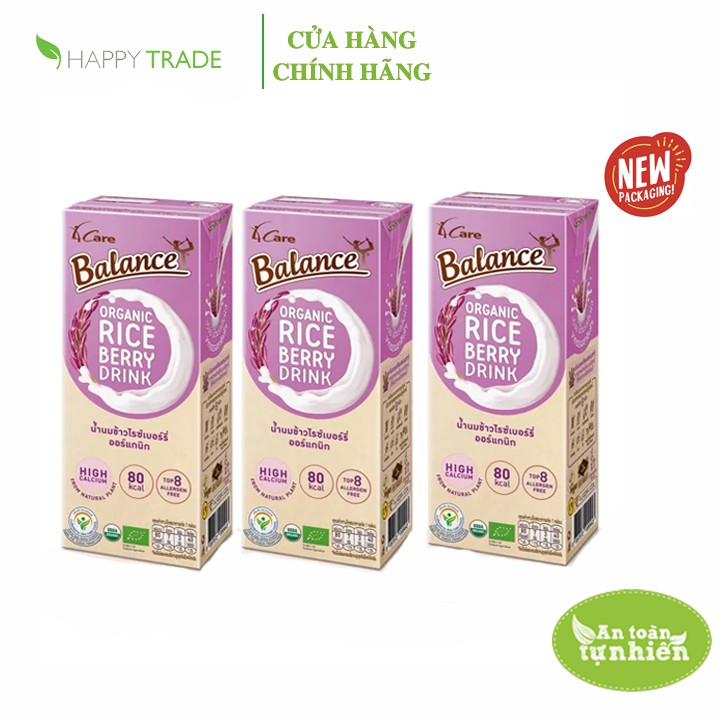 Sữa gạo hữu cơ hương dâu Thái Lan 4Care Balance Organic (lốc 3 hộp x 180ml)