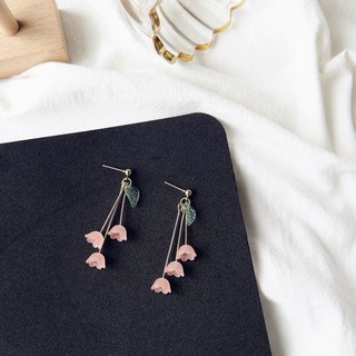 [ Hợp Kim + Nhựa ] Bông Tai móc 3 bông hoa nhỏ hồng Hoa Tai | Khuyên Tai Hàn Quốc 2019- Kuns Accessories