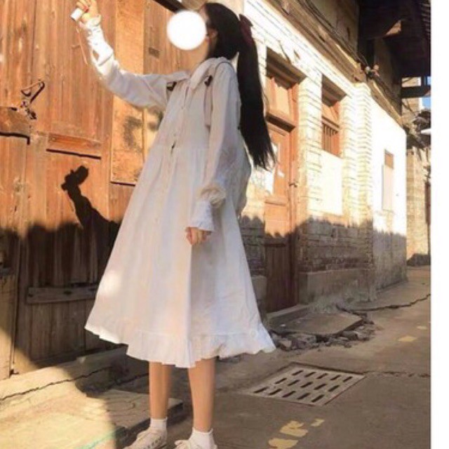 Đầm Babydoll Cúc Ngực Váy Nữ Dáng Suông kèm ảnh thật