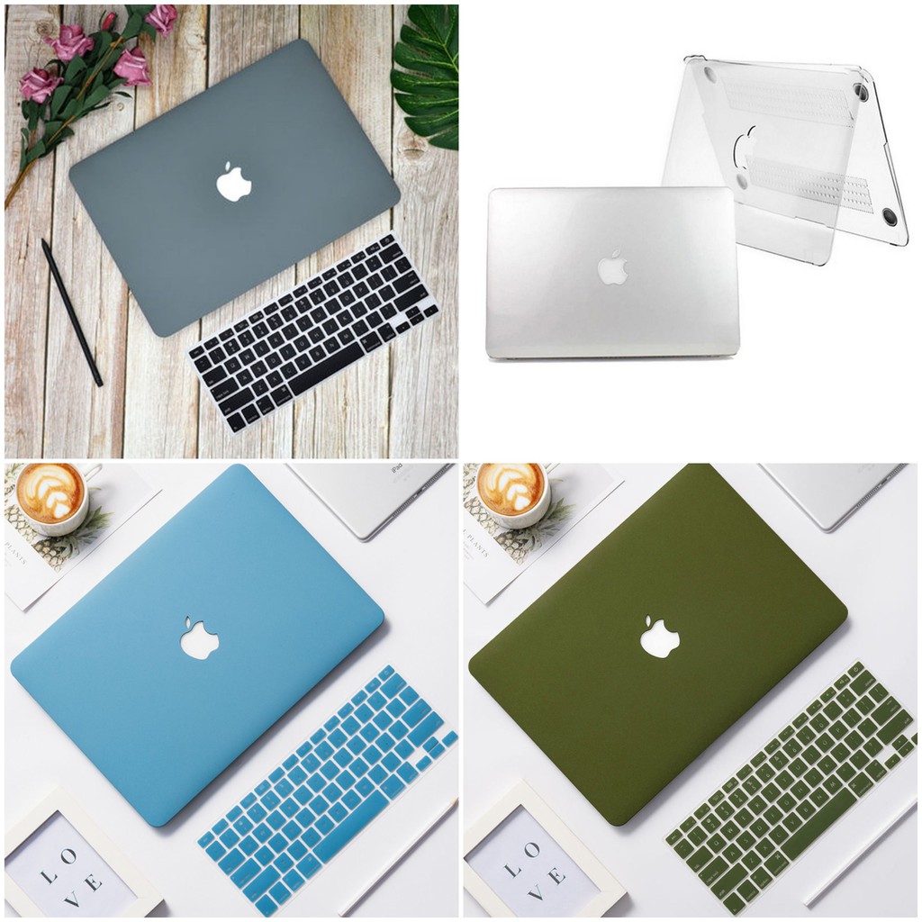 [SET 5 Món] Combo Ốp Macbook Kèm Lót Phím, Nút Chống Bụi, Kẹp Chống Gẫy Sạc
