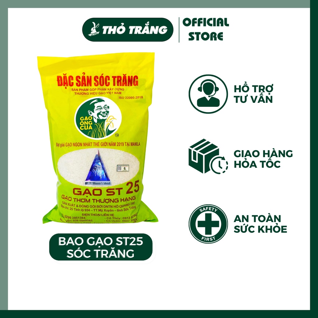 [Bao bì mới] Gạo ST25 đặc sản Sóc Trăng - Gạo ngon nhất thế giới (Bao 5kg)