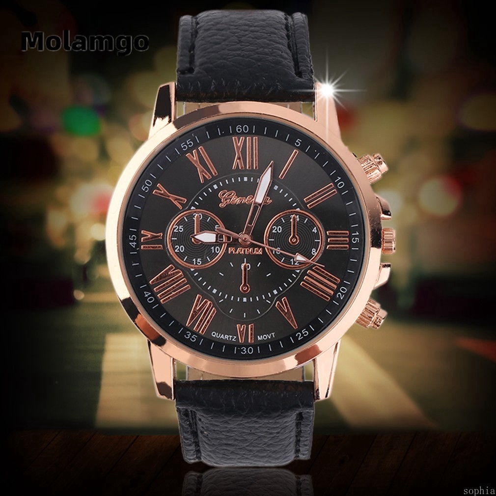 MOLAMGO Geneva Fashion Unisex Color Original PU Genuine Leather Watches Gift