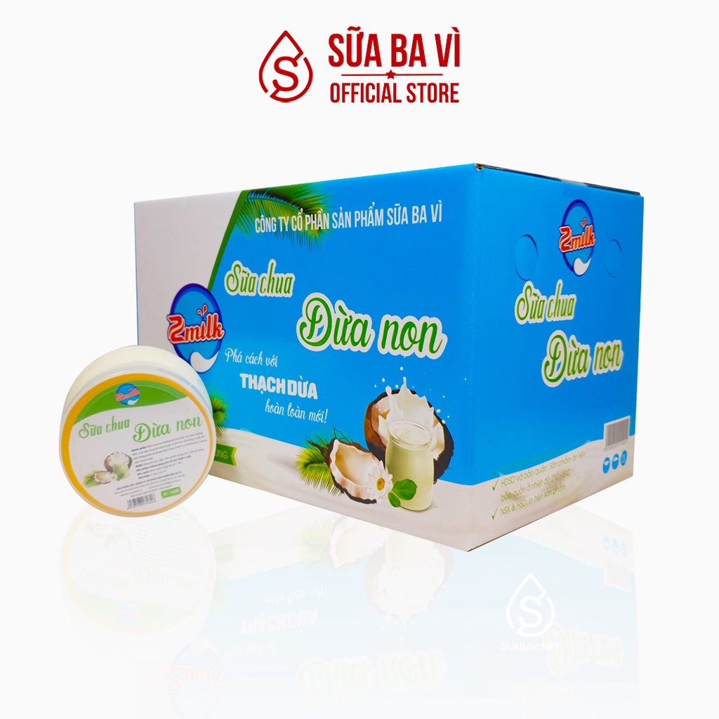 Sữa Chua Dừa Non Ba Vì - Zmilk - Hộp 12 Hũ
