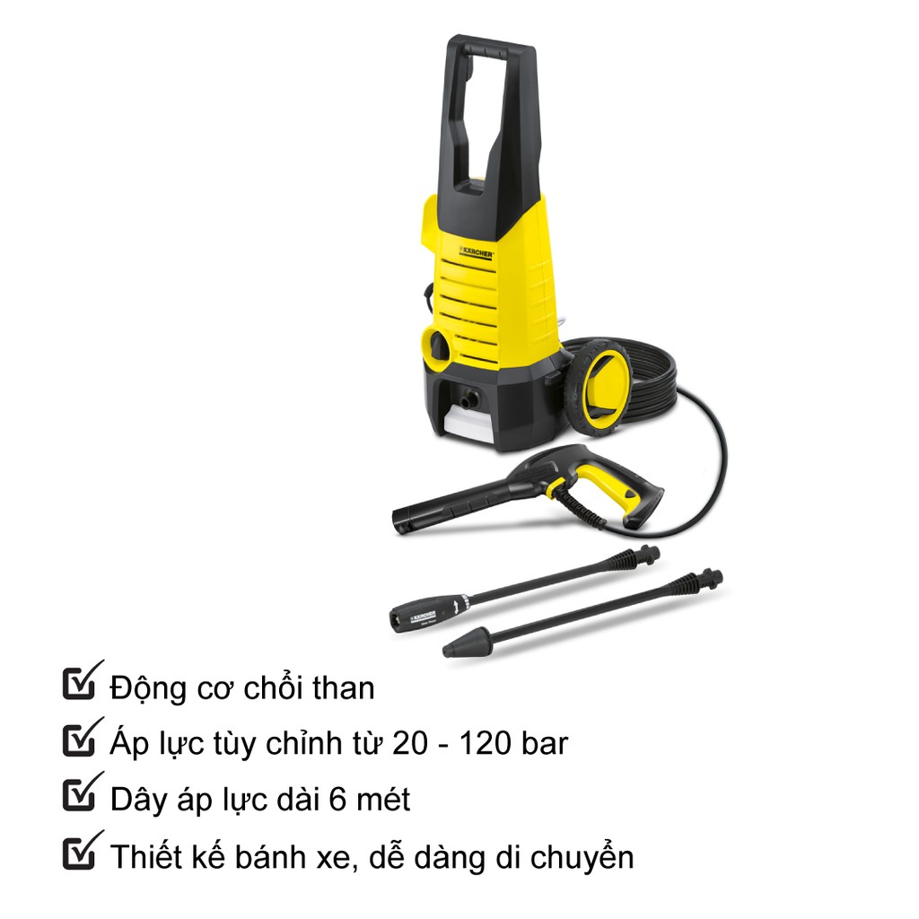 Combo máy phun rửa áp lực cao Karcher K 2.360 và bộ đầu chà bình xịt