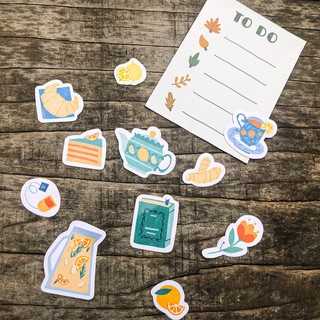 SET STICKER TRÀ CHIỀU TRANG TRÍ SỔ BULLET JOURNAL, DÁN ĐIỆN THOẠI, MÁY TÍNH